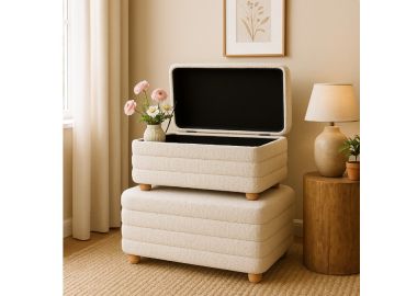 סט 2 הדומים נפתחים בד בוקלה בגוון לבן