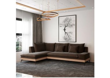 מערכת ישיבה פינתית 3 מטר דגם אביה בגוון חום