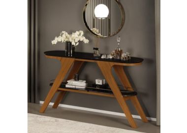 קונסולה בגוון שחור בשילוב עץ דגם רוזן