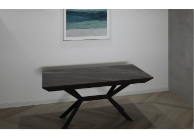 שולחן פינת אוכל מלבני נפתח דמוי שיש דגם גרניט שחור