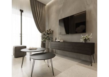 סט מזנון רוחב 1.8 מטר וזוג שולחנות לסלון קולקציית Black