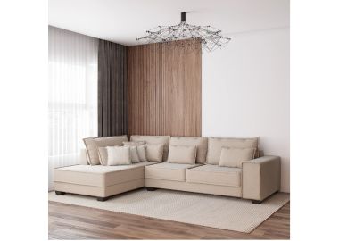 מערכת ישיבה פינתית 3 מטר דגם עמית פרימיום בגוון שמנת