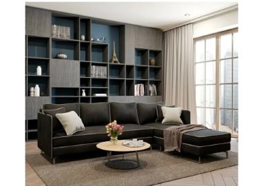 מערכת ישיבה פינתית מבד מעוצבת דגם ליאם בגוון שחור