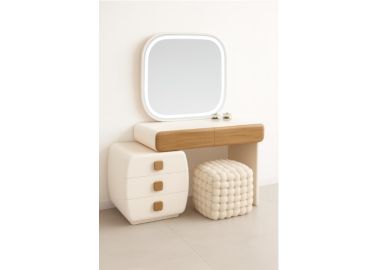 שידת איפור מודרנית הכולל שידה מראה והדום דגם חן