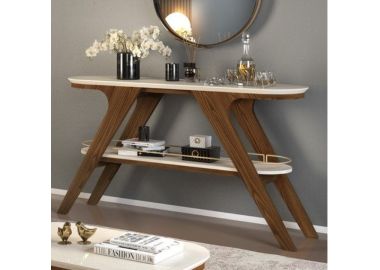 קונסולה בגוון אופוייט בשילוב עץ כהה דגם רוזן