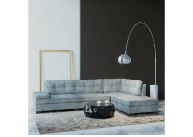 מערכת ישיבה פינתית מבד סוואנה דגם גיא בגוון אפור בהיר