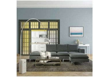 מערכת ישיבה מודולארית מבד קטיפתי עם 2 הדומים דגם אושר בגוון אפור כהה