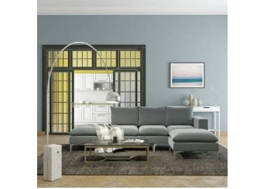 מערכת ישיבה מודולארית מבד קטיפתי עם 2 הדומים דגם אושר בגוון אפור בהיר