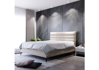 מיטה זוגית בד קטיפה דגם גיזל 160x200 גוון אופוויט