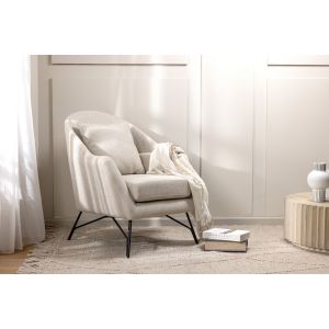 כורסא בד בגוון קרם דגם סינגל