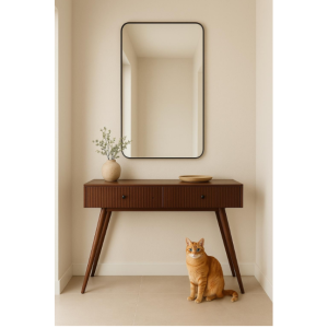 קונסולה מעץ מנגו מלא בגוון כהה