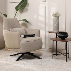 כורסא בד משולבת עור בגוון טאופ דגם טורו