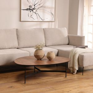 שולחן סלון אובלי 65*65 פורניר אגוז דגם מימי