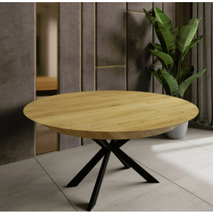 שולחן פינת אוכל עגול נפתח דגם עץ טבעי