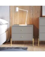 שידת לילה בגוון אפור מבריק פרזול זהב דגם אמבר