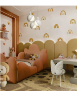 מיטת יחיד דגם עננים בגוון כתום