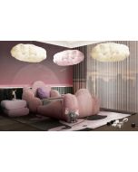 מיטת יחיד דגם עננים בגוון ורוד