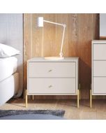 שידת לילה בגוון לבן מבריק פרזול זהב דגם אמבר