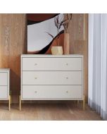 קומודה בגוון לבן מבריק ופרזול זהב דגם אלמוג