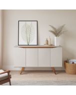 שידת כניסה בגוון אופוייט מט ועץ טבעי דגם רובין