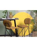 כסא בר דמוי עור חום צהבהב משענת גב דגם BODY