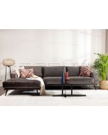 ספה פינתית 300 ס"מ שמאל בד בגוון אפור כהה דגם הינדי