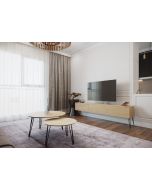 סט מזנון רוחב 2 מטר וזוג שולחנות לסלון קולקציית עץ טבעי