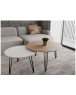 זוג שולחנות סלון קולקציית לבן משולב