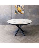 פינת אוכל עגולה נפתחת דגם גלורי גרניט לבן