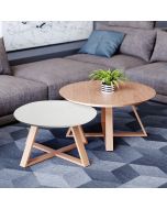 זוג שולחנות לסלון דגם יופיטר לבן משולב