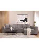 ספה פינתית ימין 300 ס"מ בד אפור דגם בוקסי