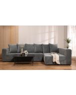 ספה פינתית 300 ס"מ ימין בד אפור/ירוק דגם בוקסי