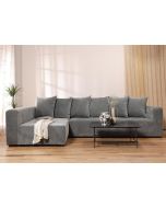 ספה פינתית 300 ס"מ שמאל בד אפור/ירוק דגם בוקסי