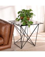 שולחן צד 65*65 ס"מ זכוכית משולבת מתכת בגוון שחור דגם MESH