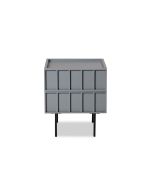 שידת לילה 2 מגירות MDF ופורניר אלון בגוון כחול דגם קיוב