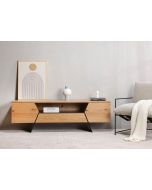 מזנון 170 ס"מ פורניר אלון בגוון טבעי בשילוב מתכת שחורה דגם טרינו