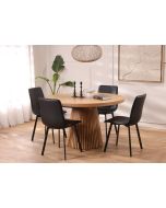 שולחן אוכל עגול נפתח קוטר 130 ס"מ פורניר אלון בגוון טבעי דגם מגנום