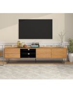 מזנון 220 ס"מ פורניר אלון חזית ומסגרת גוון עץ טבעי דגם מון