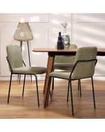 כסא פינת אוכל בד בגוון ירוק זית דגם מרצי