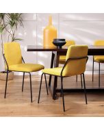 כסא פינת אוכל בד בגוון צהוב חרדל דגם מרצי