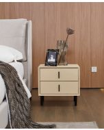 שידת לילה 40*50 ס"מ מרופדת דמוי עור בגוון בז' דגם אטיק