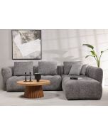 ספה פינתית ימין 291 ס"מ בד בגוון אפור כהה דגם אלקסה