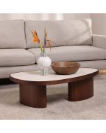 שולחן סלון 62*105 ס"מ פורניר אגוז משולב פלטת טרוורטין סינטטי דגם ווינגס