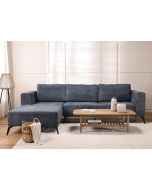 ספה פינתית שמאל 300 ס"מ בד כחול דגם ג'ניס