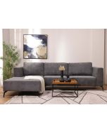 ספה פינתית שמאל 300 ס"מ בד בגוון אפור כהה דגם ג'ניס