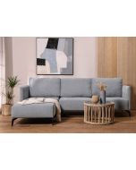 ספה פינתית שמאל 240 ס"מ בד בגוון אפור בהיר דגם קווין