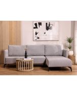 ספה פינתית ימין 240 ס"מ בד בגוון אפור דגם קווין