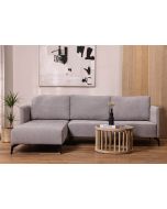 ספה פינתית שמאל 240 ס"מ בד בגוון אפור דגם קווין