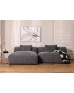 ספה פינתית שמאל 145*260 ס"מ בד בגוון אפור כהה דגם פופ