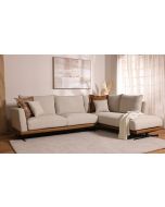 ספה פינתית ימין 300 ס"מ בד בגוון אבן משולבת דמוי עור דגם ליה